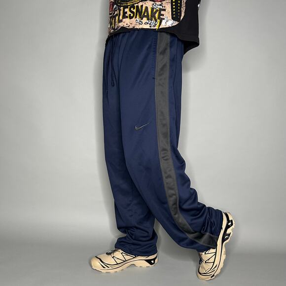 Nike Other - Vintage Y2K Nike Sweatpants Mens XL Baggy Wide Leg Navy Blue Grey Polyester